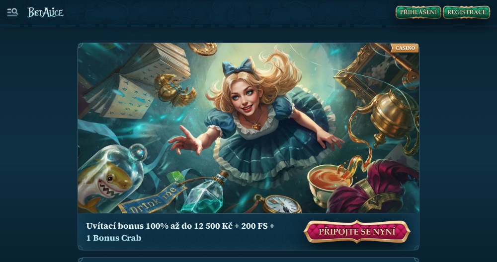 Promoakce v casinu BetAlice: Vstupní bonus 12 500 Kč + 200 free spins