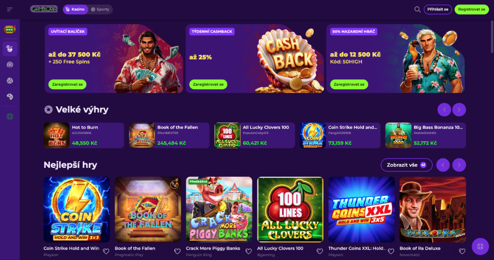 Gambloria casino úvodní