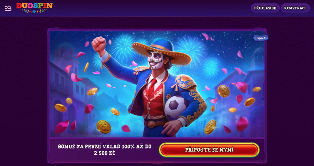 Promoakce v sázkové kanceláři Duospin Bonus k prvnímu vkladu 2 500 Kč úvodní