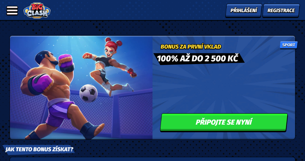 Promoakce v sázkové kanceláři BigClash: Bonus k prvnímu vkladu 2 500 Kč