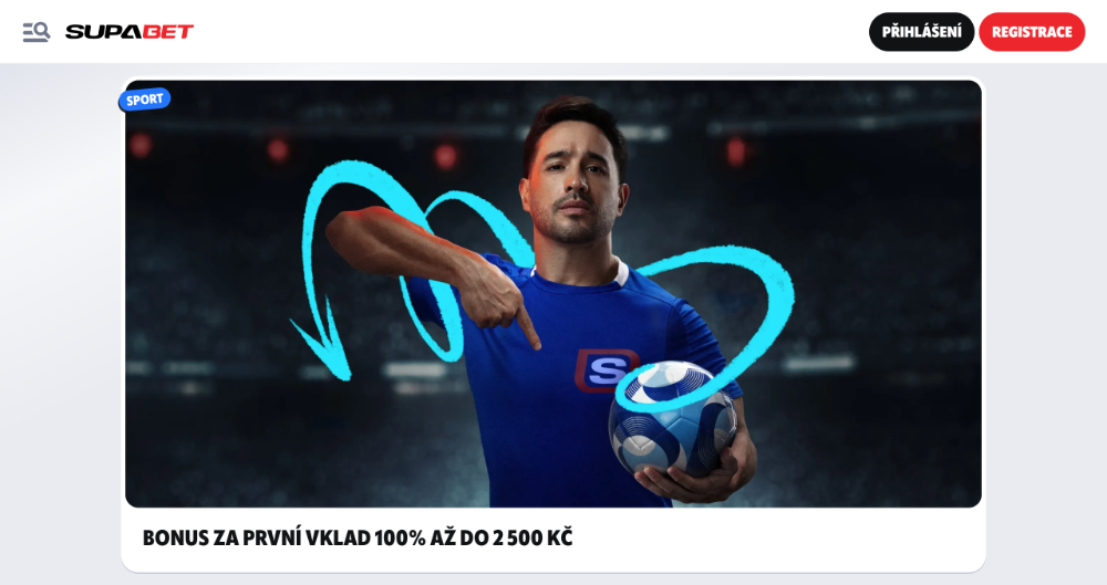 Promoakce v sázkové kanceláři Supabet Bonus k prvnímu vkladu 2 500 Kč úvodní