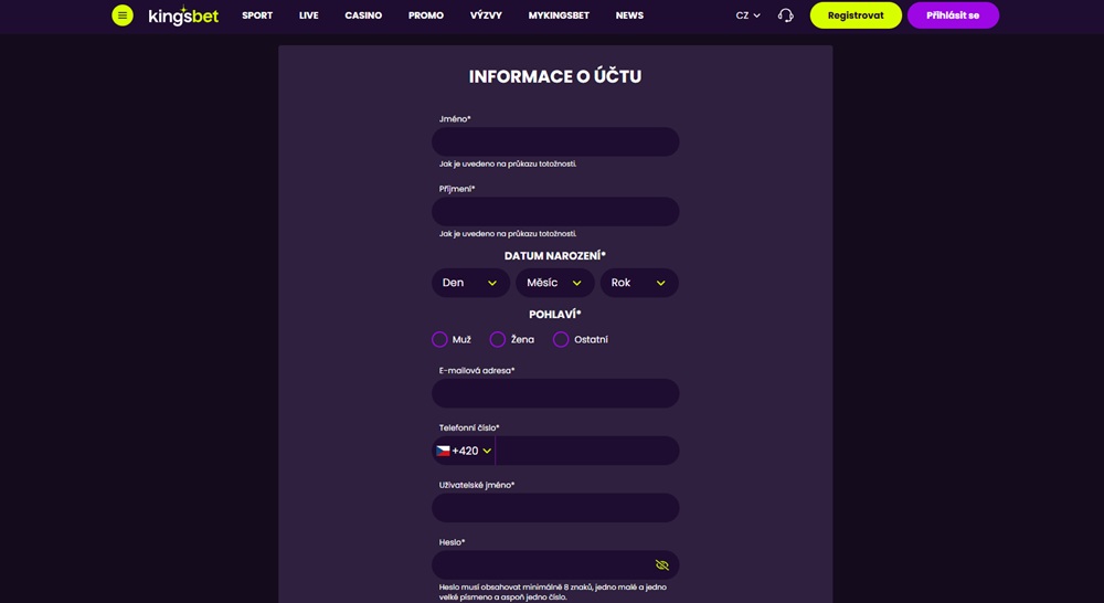 Kingsbet registrace