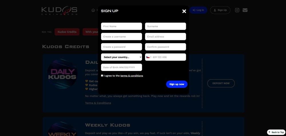 Kudos Casino Promo-Code Einleitung
