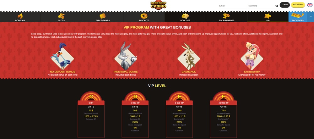 Beep Beep Casino vip program