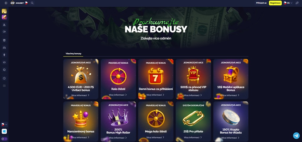 GoldBet bonus bez vkladu homepage