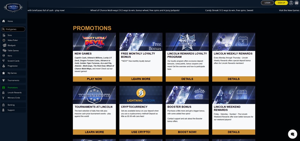 Lincoln Casino no deposit bonus úvod