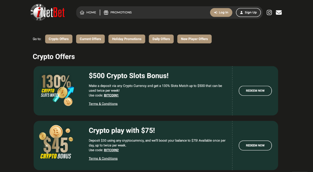 iNetBet casino no deposit bonus