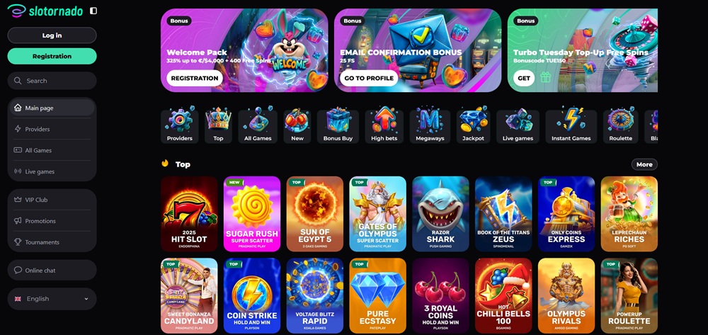 Slotornado casino úvodní