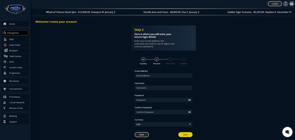 Lincoln Casino promo code úvod