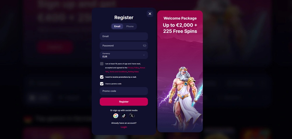 NV Casino registrace úvod
