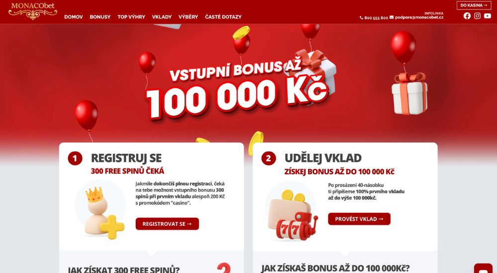 MONACObet bonus za registraci
