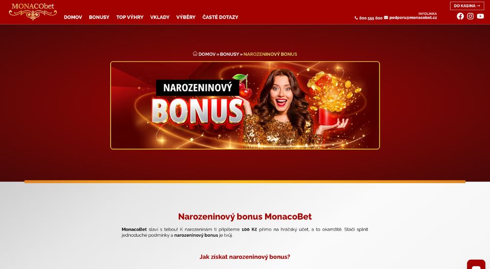 MONACObet bonus bez vkladu