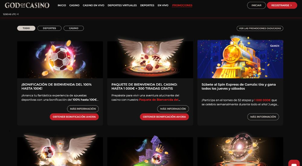 00159 Bonificaciones de God of Casino