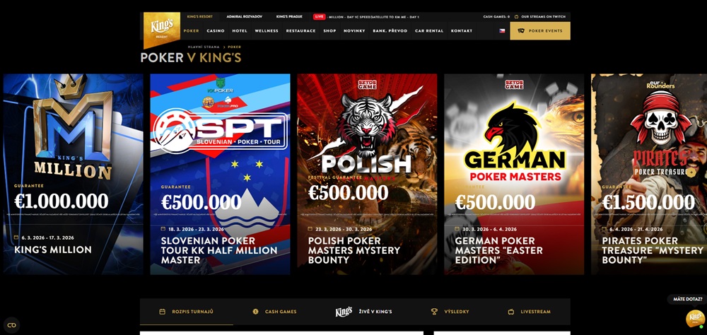 Pokerove turnaje brezen 2026 16 22 brezna uvodni