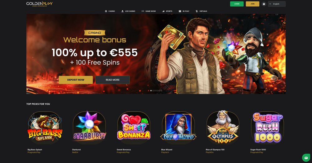 GoldenPlay casino homepage