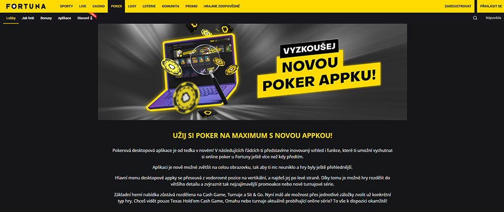 Fortuna Poker aplikace – hrajte na PC, tabletu nebo mobilu