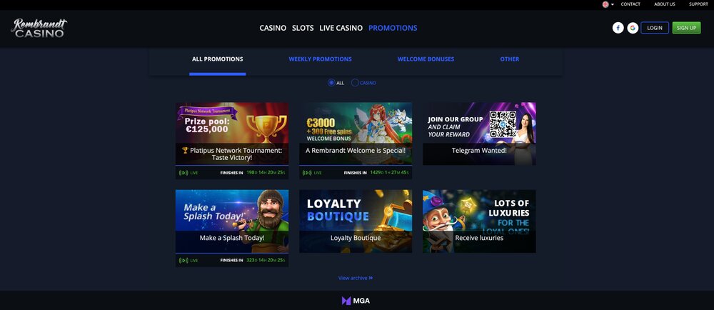 Rembrandt casino bonusy
