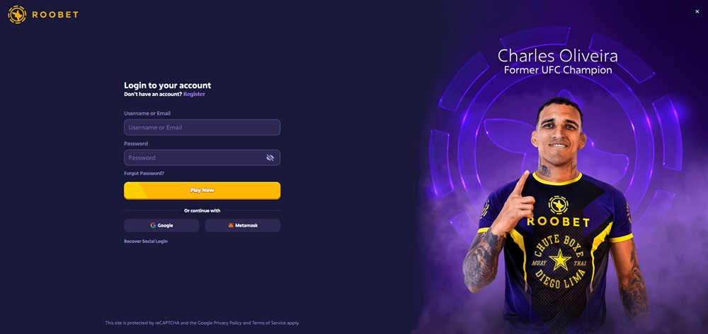 Introducción al inicio de sesión en Roobet