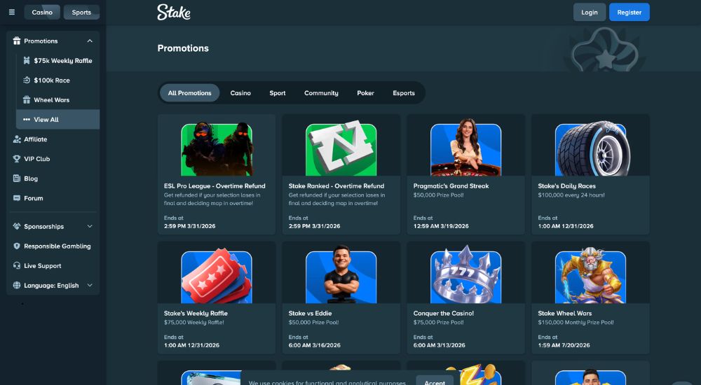 Bonusy a promoakce v casinu Stake