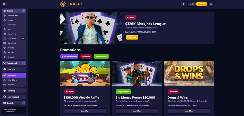 Introducción al bono sin depósito de Roobet