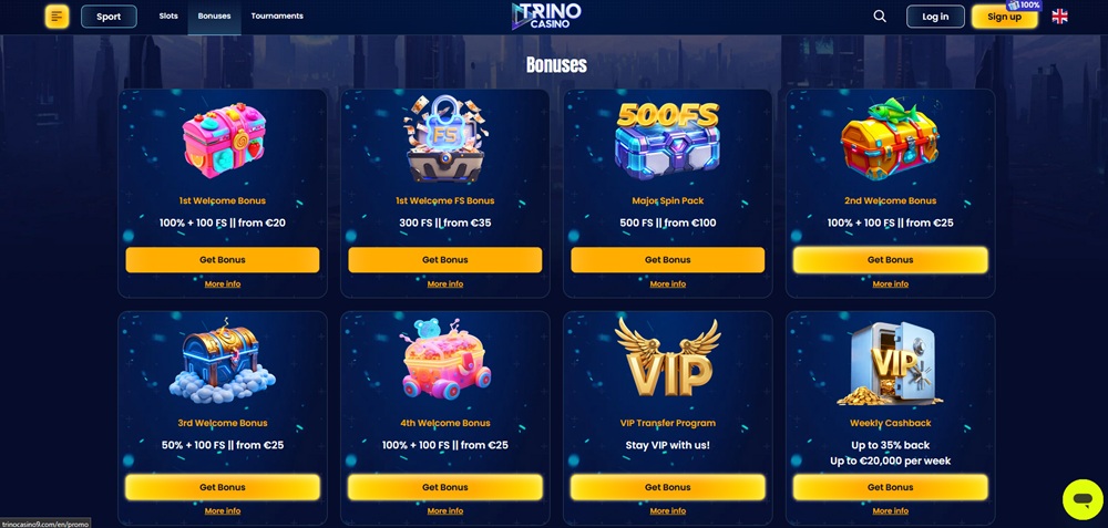 Trino Casino no deposit bonus úvod