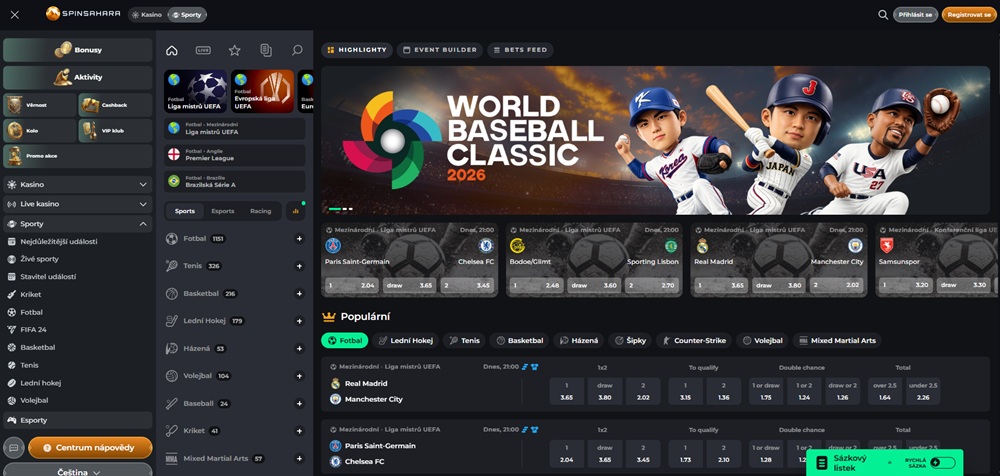 Sázková kancelář SpinSahara úvodní