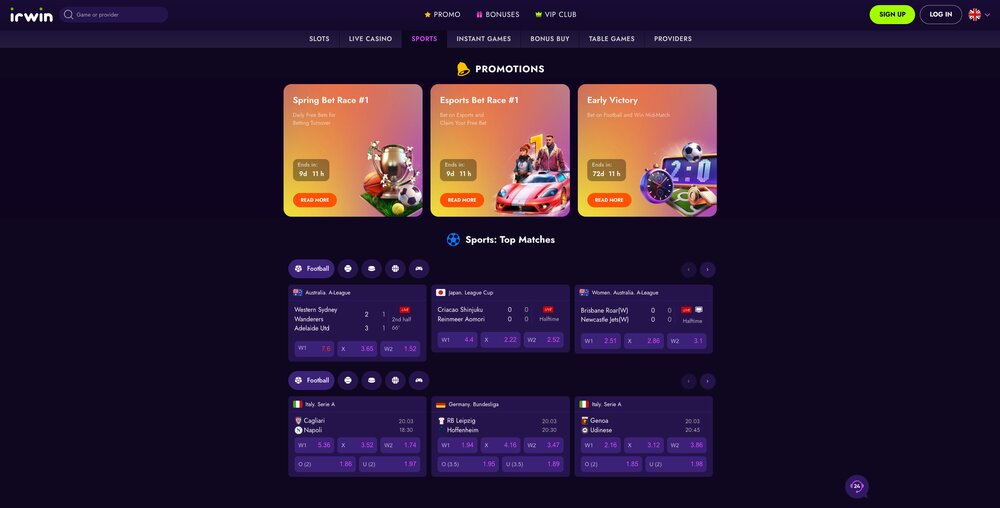 Irwin Casino sázková kancelář