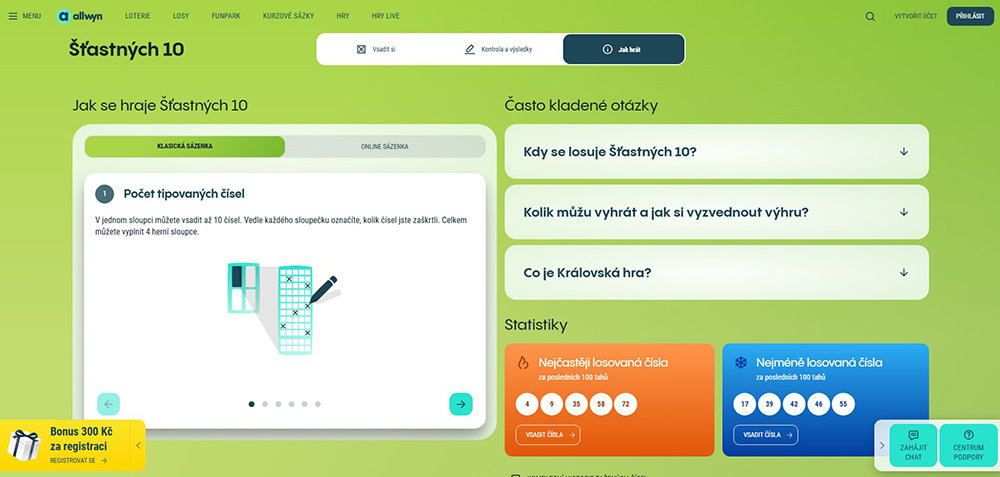 Šťastných 10 – Nejčastěji losovaná čísla