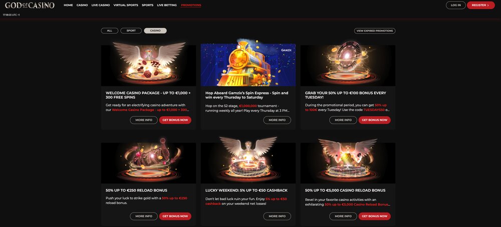 God of Casino bonuses