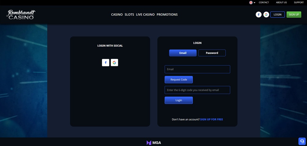 Rembrandt casino login uvodni