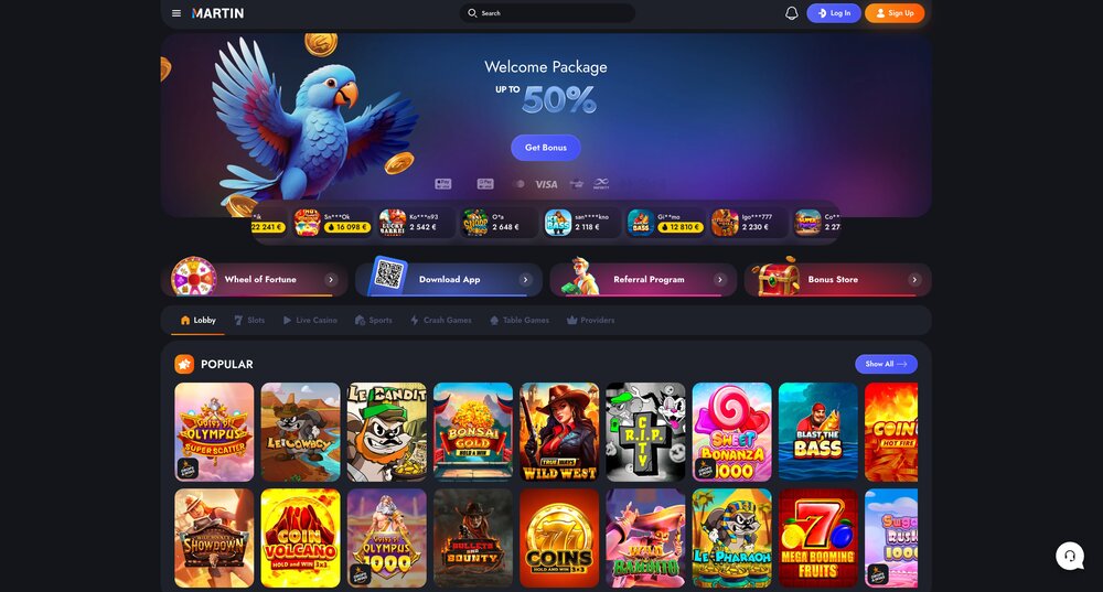 Martin Casino homepage