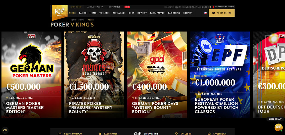 Pokerové turnaje duben 2026 [30. března – 5. dubna]