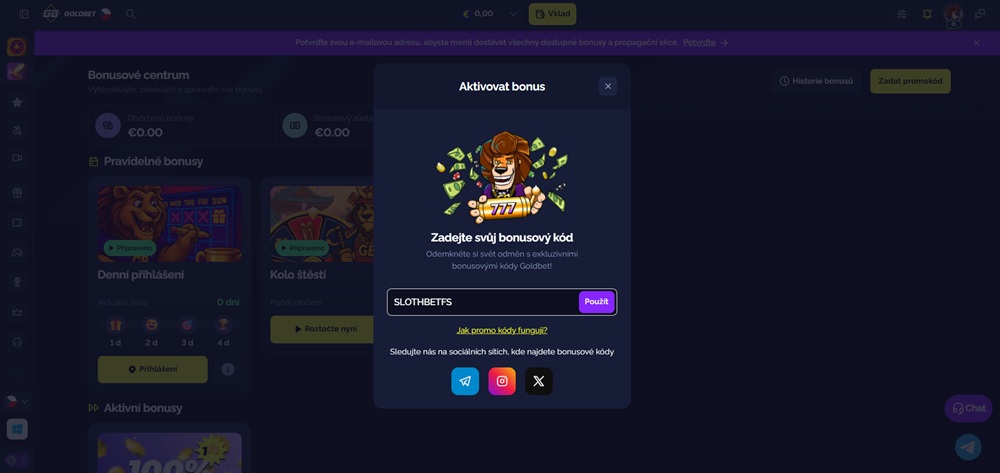 GoldBet spezieller No-Deposit-Bonus