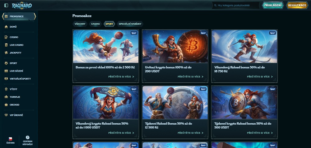 Sázková kancelář Ragnaro homepage