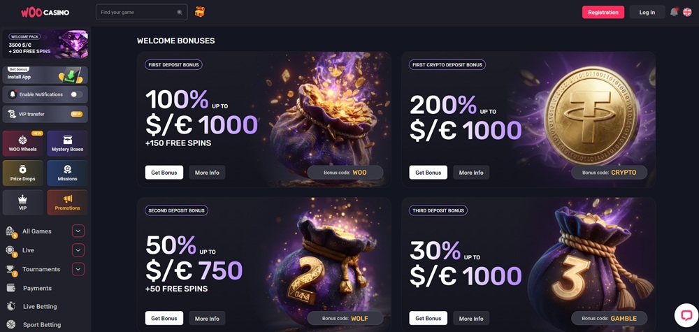 Woocasino promo code úvod