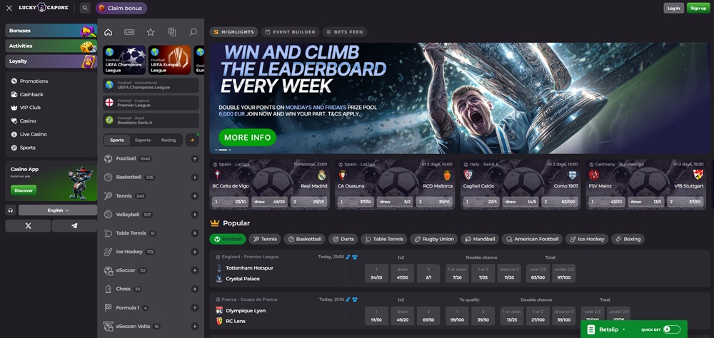 LuckyCapone sázková kancelář úvod en