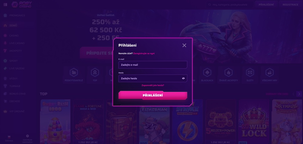 roby casino login úvod