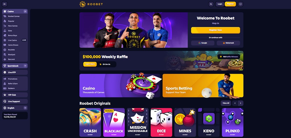 Introducción a la aplicación de Roobet