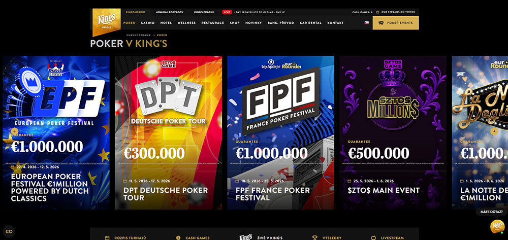 Pokerové turnaje duben 2026