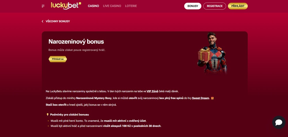 LuckyBet narozeninový bonus