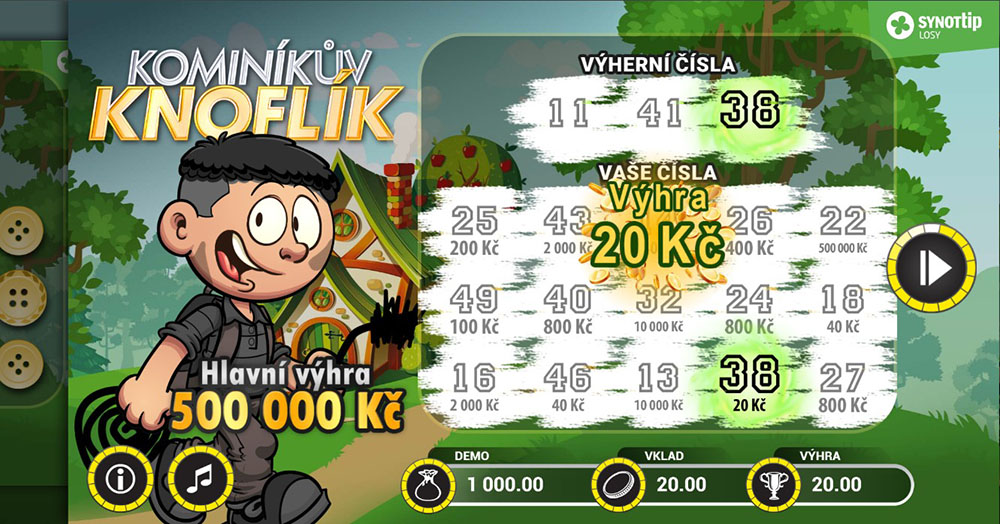 Online los Kominíkův knoflík úvod