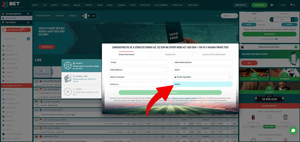 22BET promo kód 2026: sloth2 vám nadělí 30 FS zdarma úvod