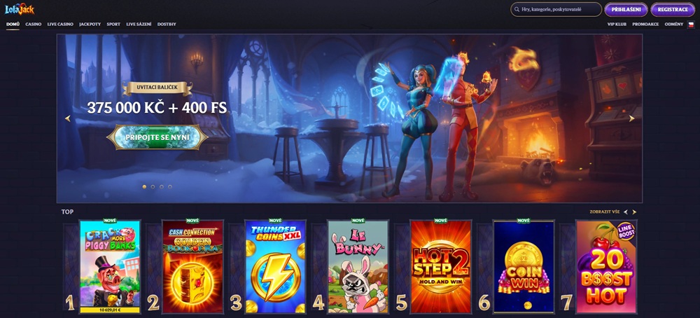 LolaJack casino úvodní