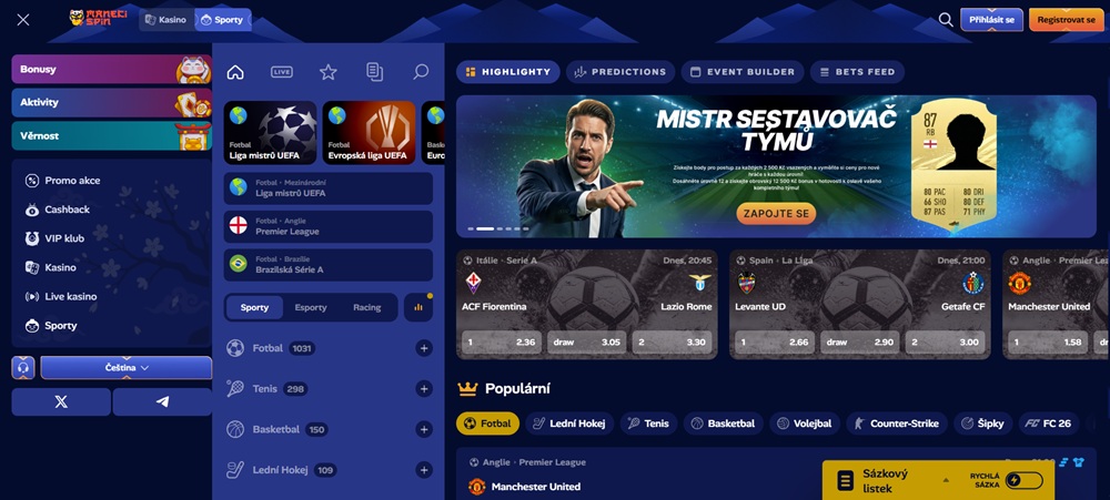 Sázková kancelář ManekiSpin homepage