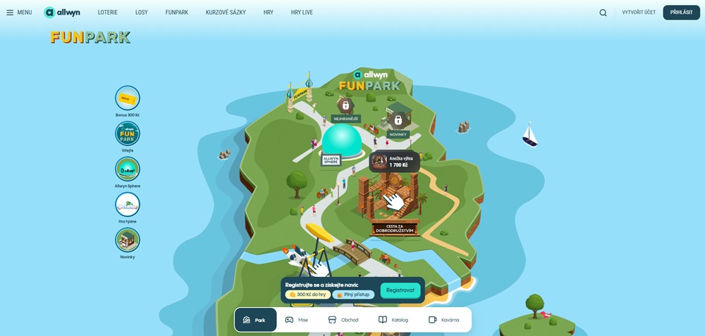 Allwyn Funpark homepage