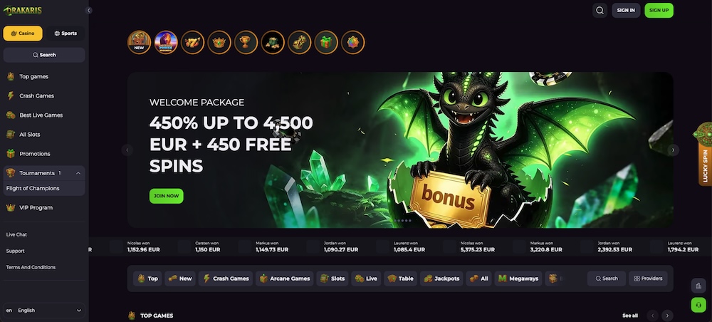 Casino Drakaris homepage